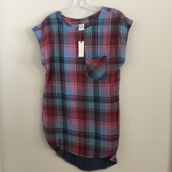 Anthropologie Cap-Sleeve Plaid Tunic SIZE S new with tag - Picture 6 of 7